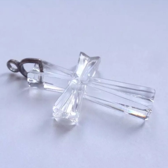 Waterford crystal cross pendant from 1995 in original case with brochure & bag - Picture 12 of 14